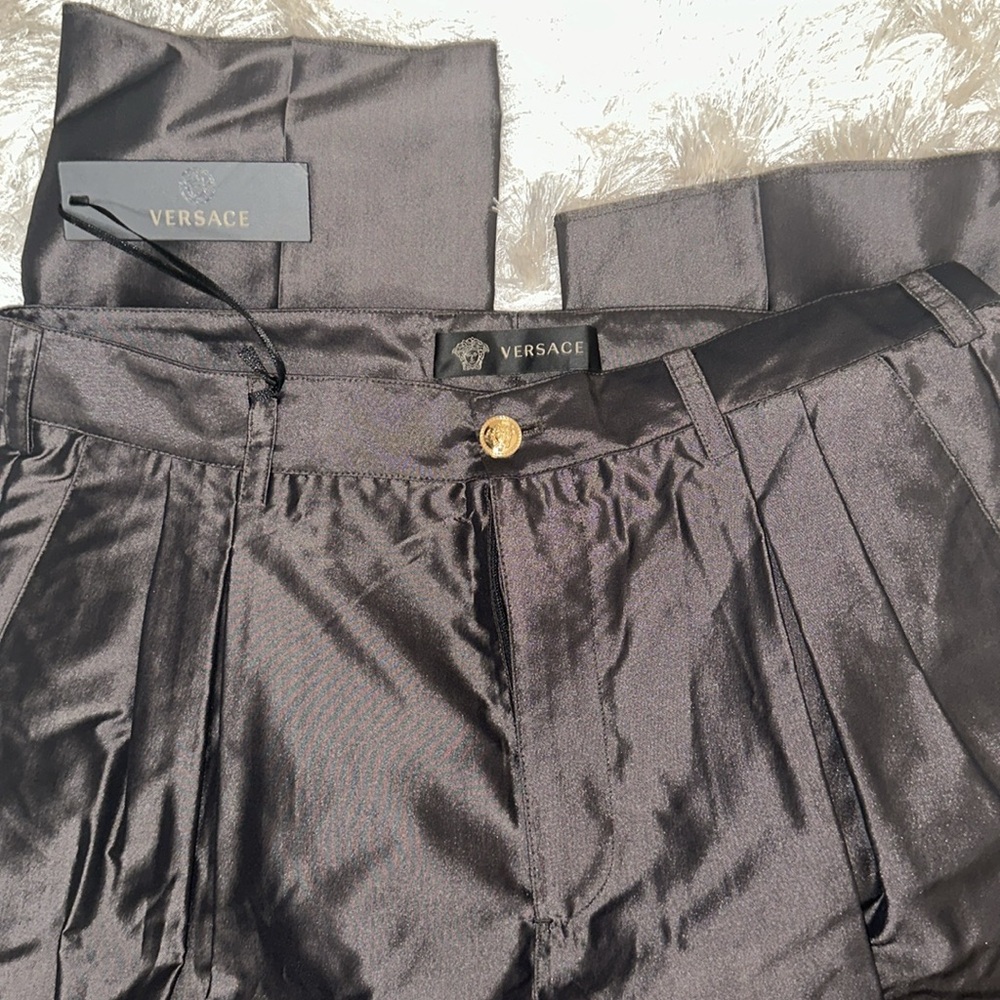 VERSACE Like New High Waisted Silk Pants